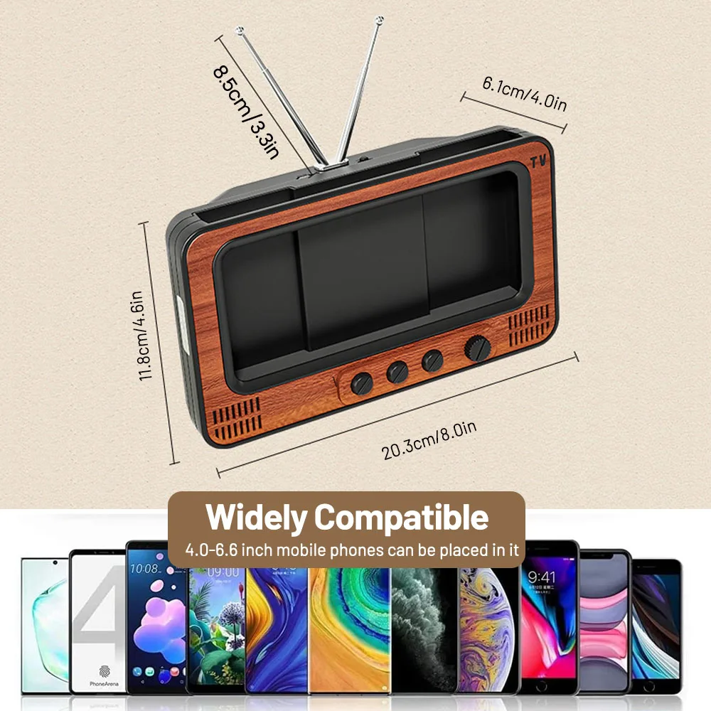 Retro Bluetooth Speaker Hifi Stereo Sound Box Vintage TV Design Wireless Handsfree Music Player Portable Phone Holder Home Decor