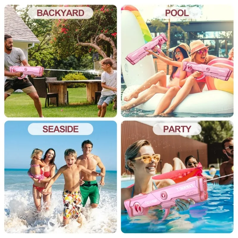 New Water Gun Automatic Space Oversized Electric Water Gun Blue Pink Large Capacity High Pressure Powerful Adult Fight Toy