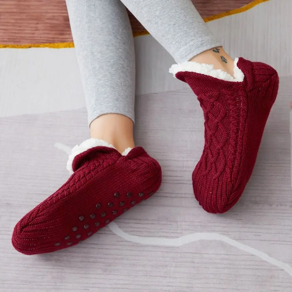 

Breathable Soft Plush Warm Socks Non-slip Home Slippers Floor Socks Female Hosiery Coral Fleece Socks Winter Floor Shoes