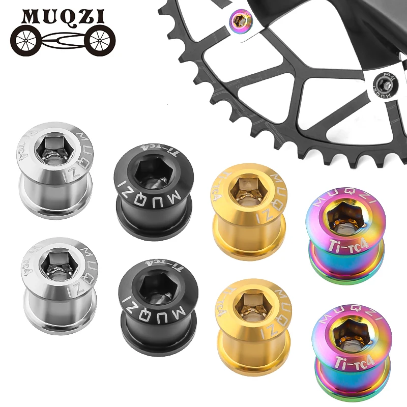 

MUQZI 5 Pair TC4 Titanium Alloy Chainring Screws Bicycle Crank Chain Ring Bolts MTB Road BMX Bike Single Double Chainring Bolt