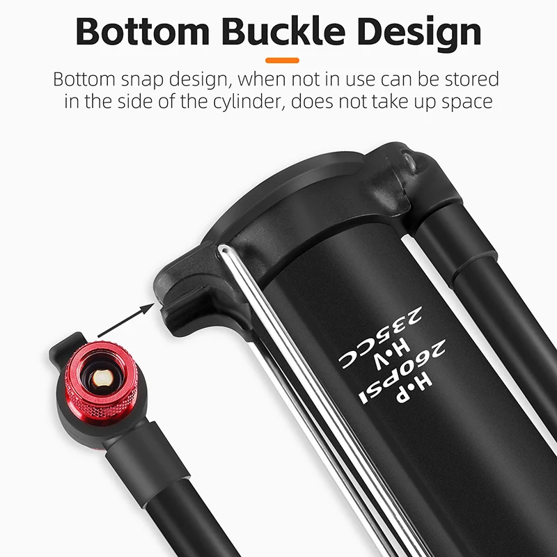 WEST BIKING 260 PSI High Pressure Pump with Pressure Gauge Bike Tire Inflator for E-bike Schrader/Presta Valve Floor Pump