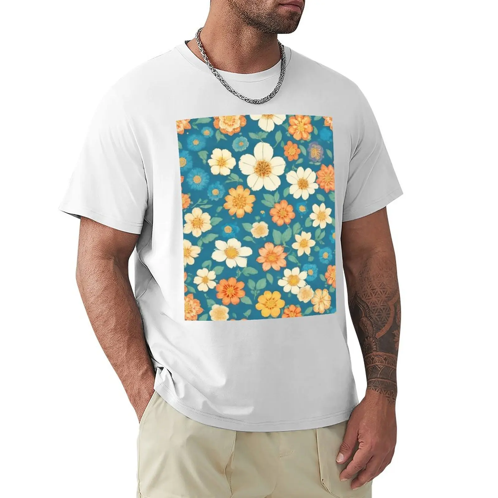 

Colorful flowers T-Shirt cute clothes anime plain white t shirts men