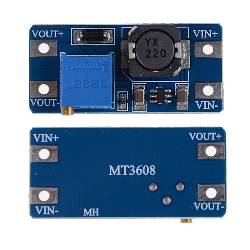 

DC-DC Adjustable Boost Module 2A Boost Plate Step Up Module with MICRO USB 2V-24V to 5V 9V 12V 28V