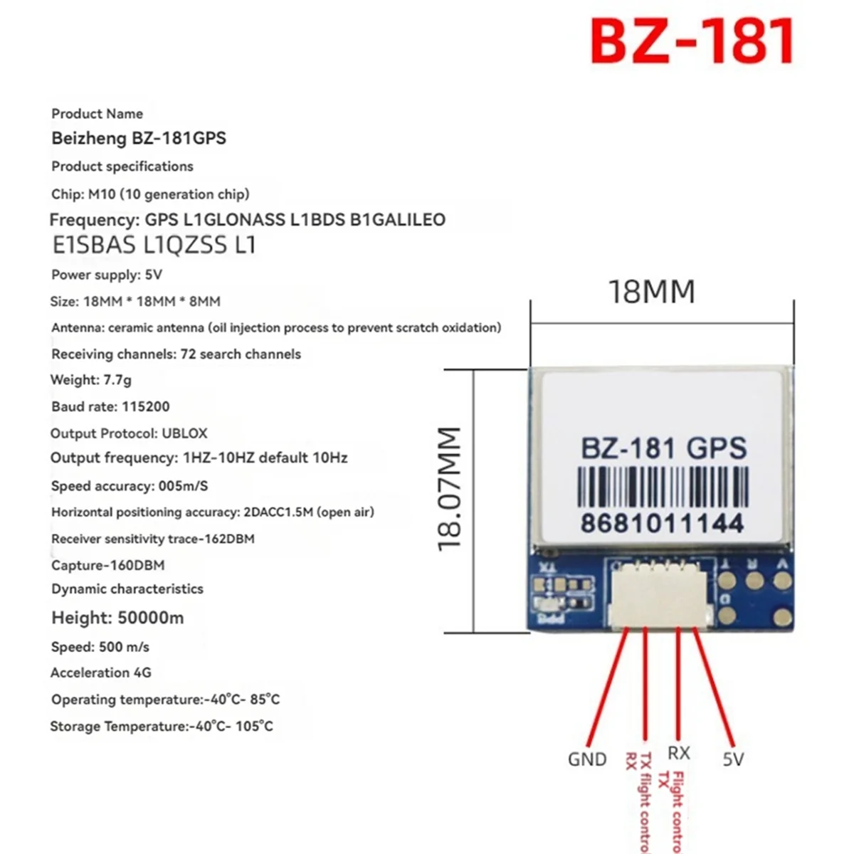 Hot sale BZGNSS BZ-181 GPS Module Dual Protocol for FPV Flight Control Fixed-Wing Out of Control Return Rescue Drone Parts