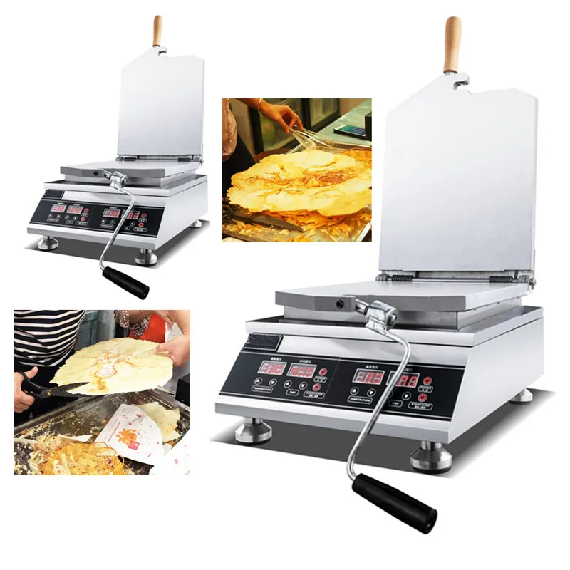 

Temperature Adjustable Thin Pancake Making Machine Fossil Cake Pressing Machine Crispy Pancake Machine