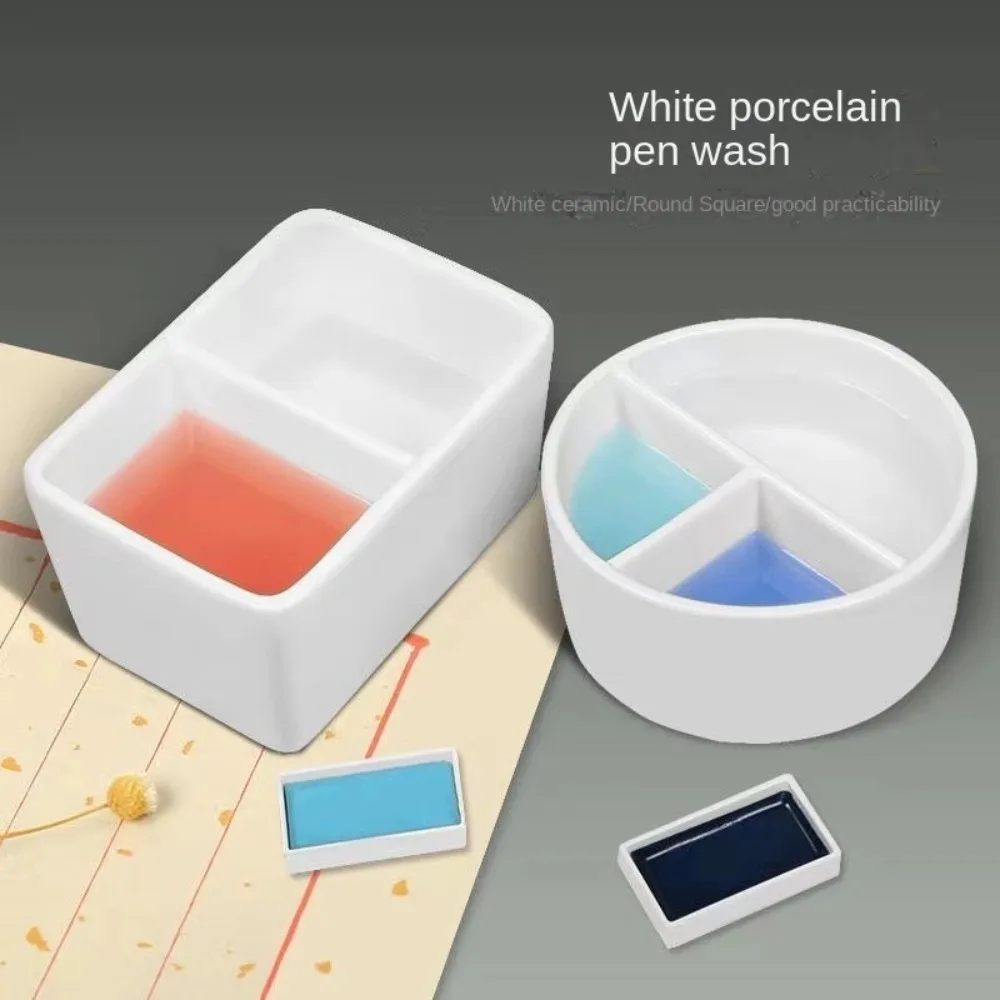 페인팅 도구 세라믹 세척 팔레트 세라믹 잉크 플레이트 수채화 팔레트 화이트 대형 캘리그래피 워셔 수채화