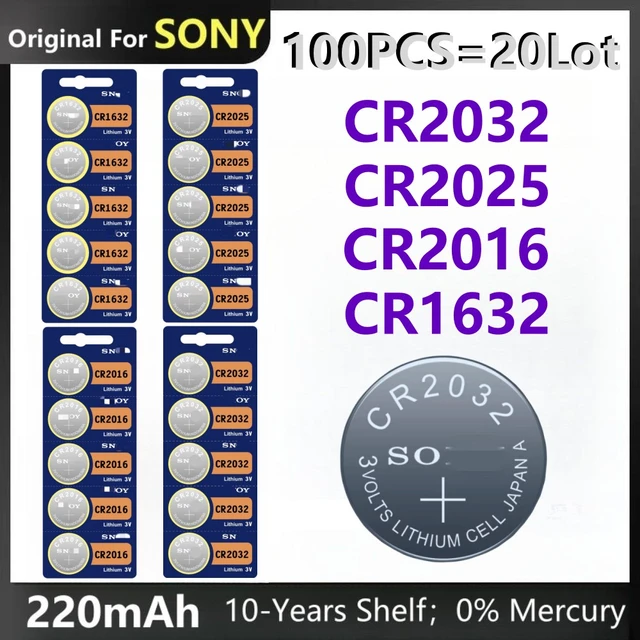 Pile CR2016 Lithium 3V SONY Pile bouton SONY lot de 1 2 3 5 10