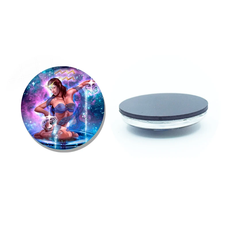 12 Zodiac Signs Art Picture Magnet Fridge Stickers Decoration Home Refrigerator Decor Glass Dome Crystal Souvenir