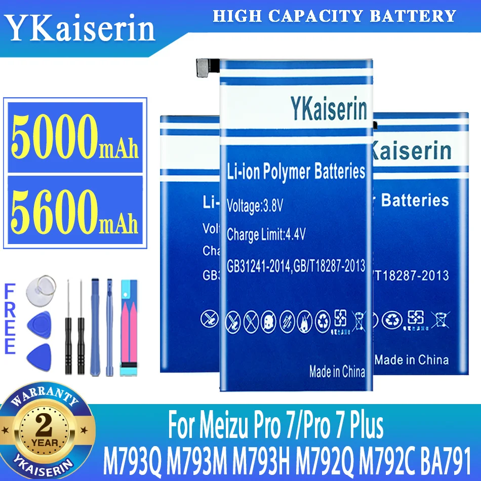 

YKaiserin Battery For Meizu Pro 7/Pro 7 Plus 7Plus M793Q M793M M793H M792Q M792C BA791 batteria + Free Tools