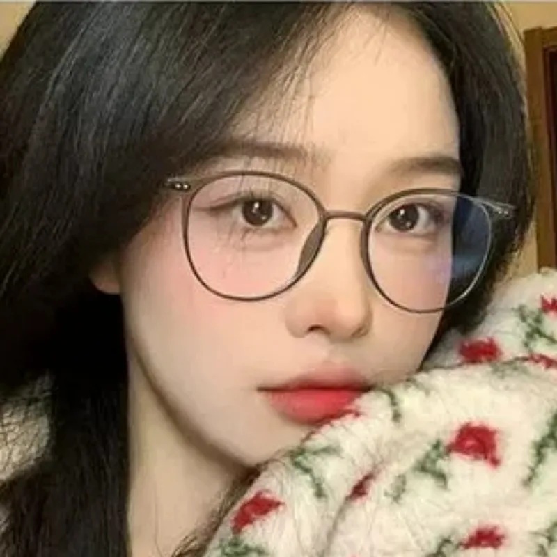 Anti Blue Light Eyeglasses Mobile Reading Round Frame Glasses Universal  Oversized Optical Texture-frame Spectacle Metal Eyewear