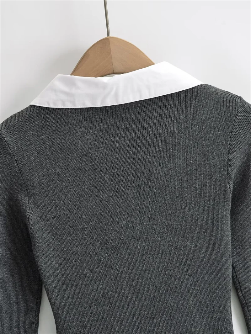 Korean Fashion Knitted Short Dresses for Women Autumn New Patchwork Long Sleeve Pleated A-line Y2K Sexy Party Dress with Belt