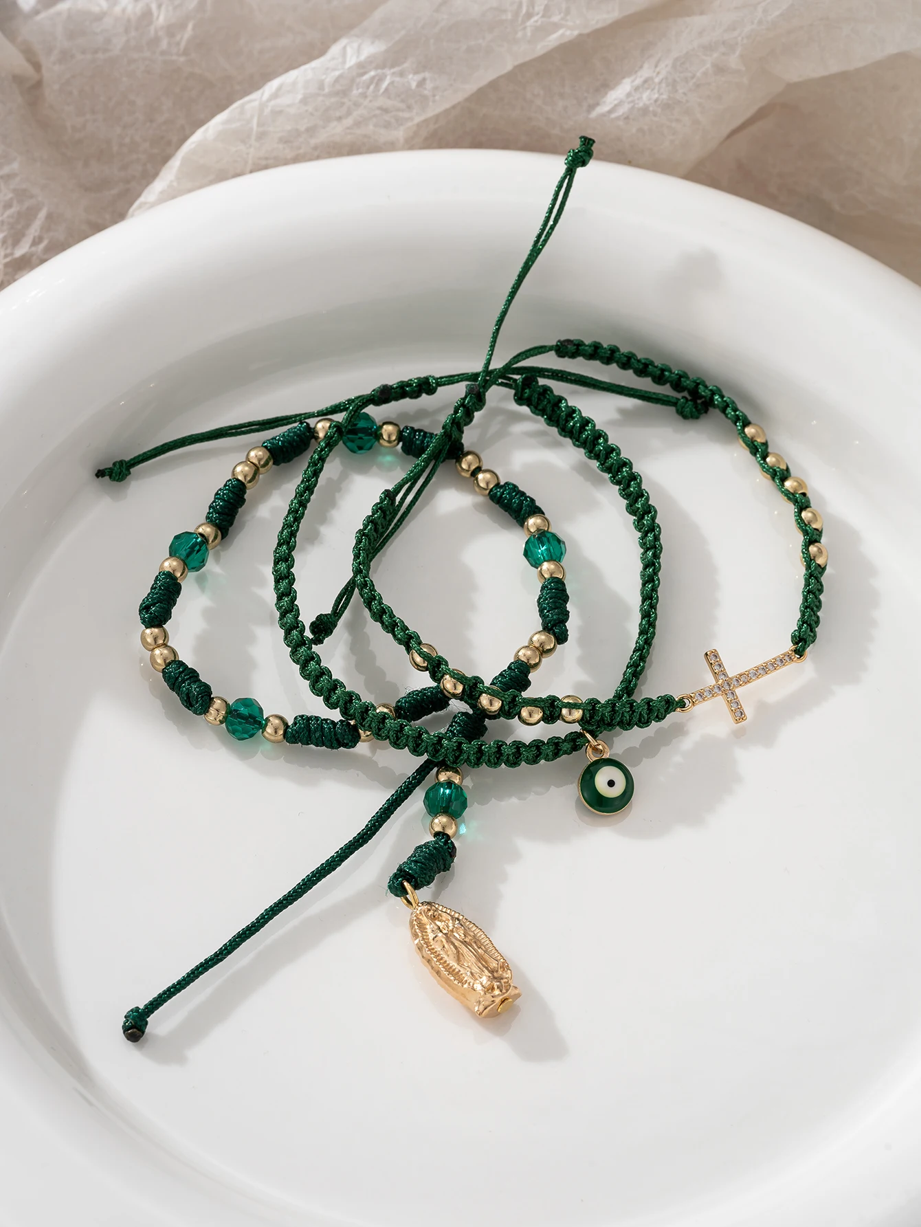 Charm Pendant Bracelet Dark Green Copper