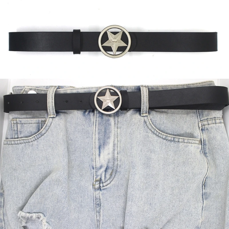 

Punk Adult Waist Belt with Adjustable Pentagram Buckle Waistband Jeans Skirt Waist Belts for Women Slimming Belt Dropship