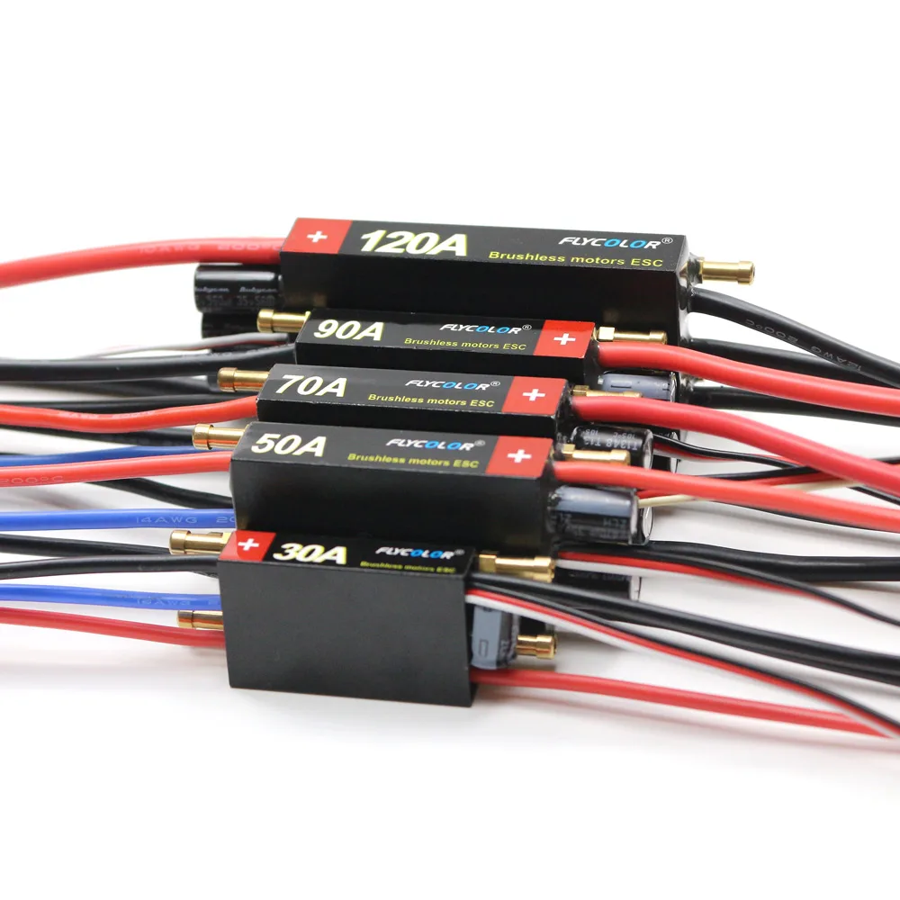 FlyColor 30A 50A 70A 90A 120A RC BOOT ESC Wasserdichter 2-6S Lipo Bürstenloser Geschwindigkeitsregler mit Programmkarte für RC-Bootsmotor – Detail 18