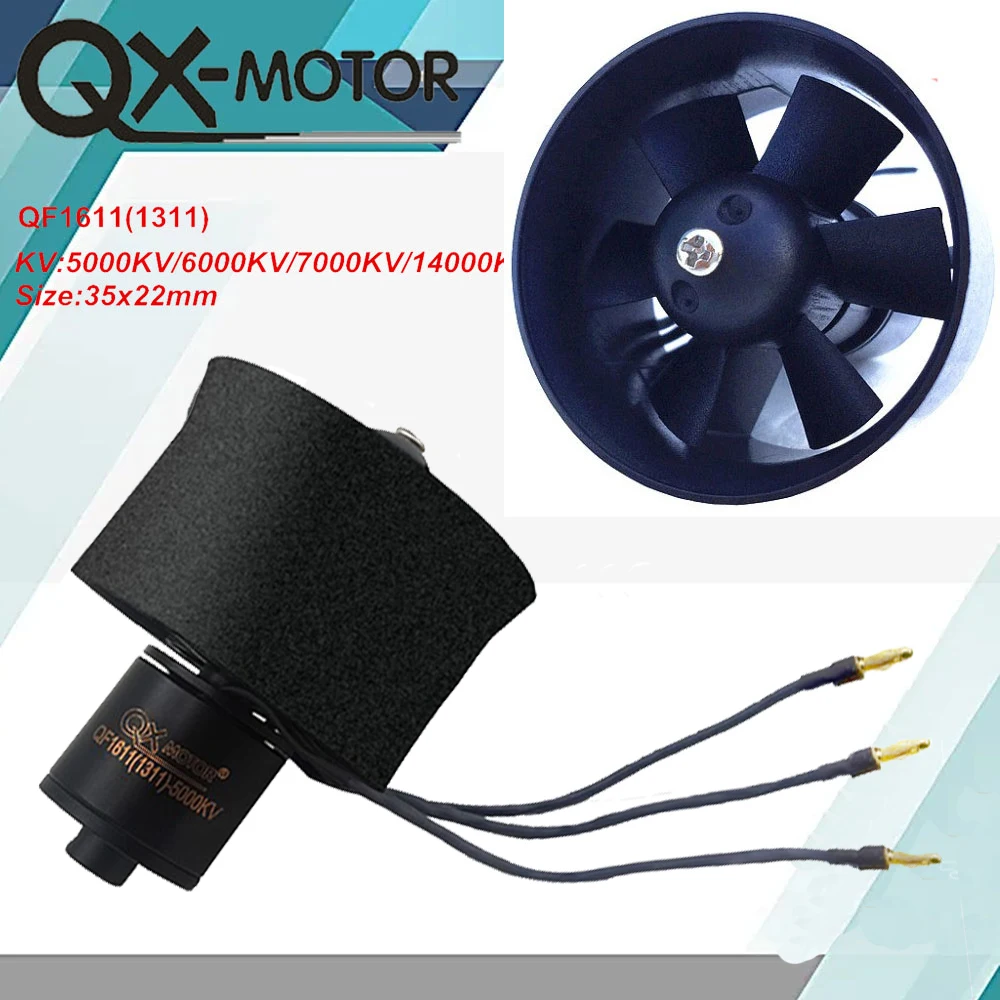QX-Motor 30mm 6 Blades EDF Unit Brushless Motor QF1611 7000KV 14000KV 6000KV 5000KV