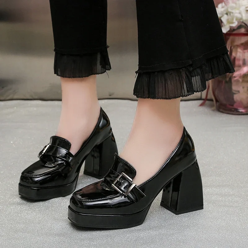 Fashion Simple Single Shoes Women's Square Toe Thick Heel Mary Jane Sweet Shallow Mouth 2023 Spring and Autumn Women's Shoes