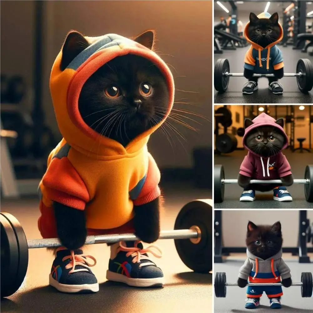 고양이 피트니스 피규어 조각상 조각, 수집 동물 고양이 테이블 피규어 장식, 집 장식, 고양이 집 A6O3