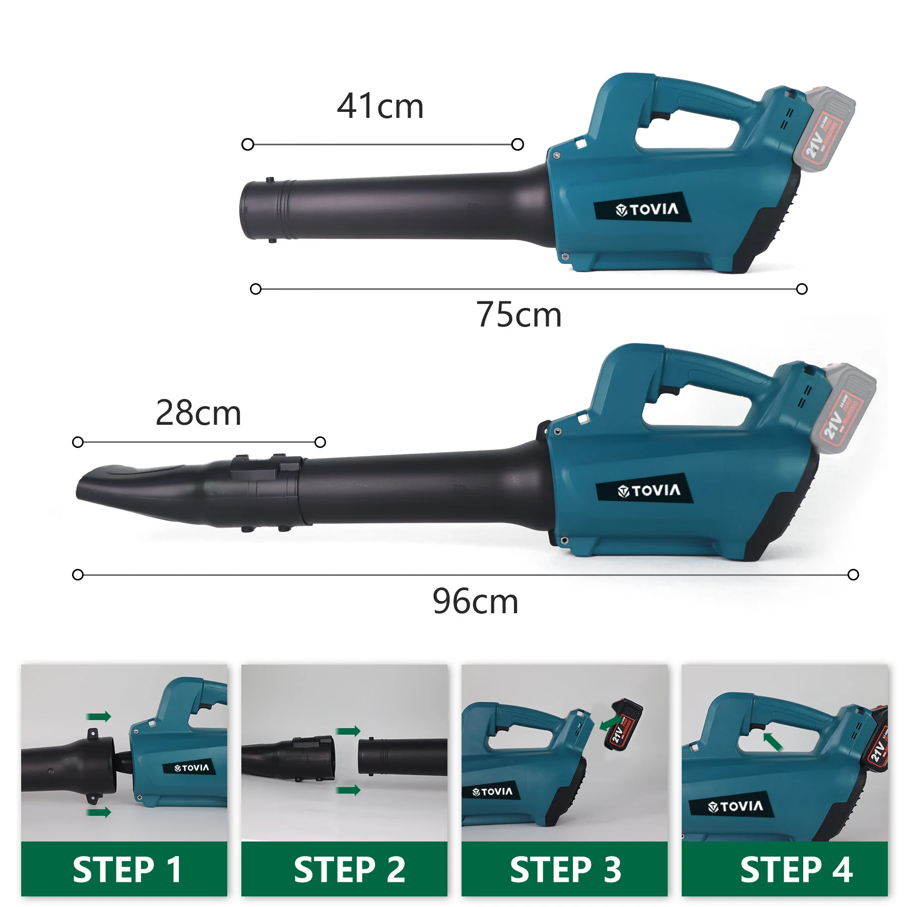 T TOVIA-soplador de hojas sin escobillas, herramientas de jardín para batería Makita de 18V, 21V, 4Ah, 460 CFM y 120 MPH