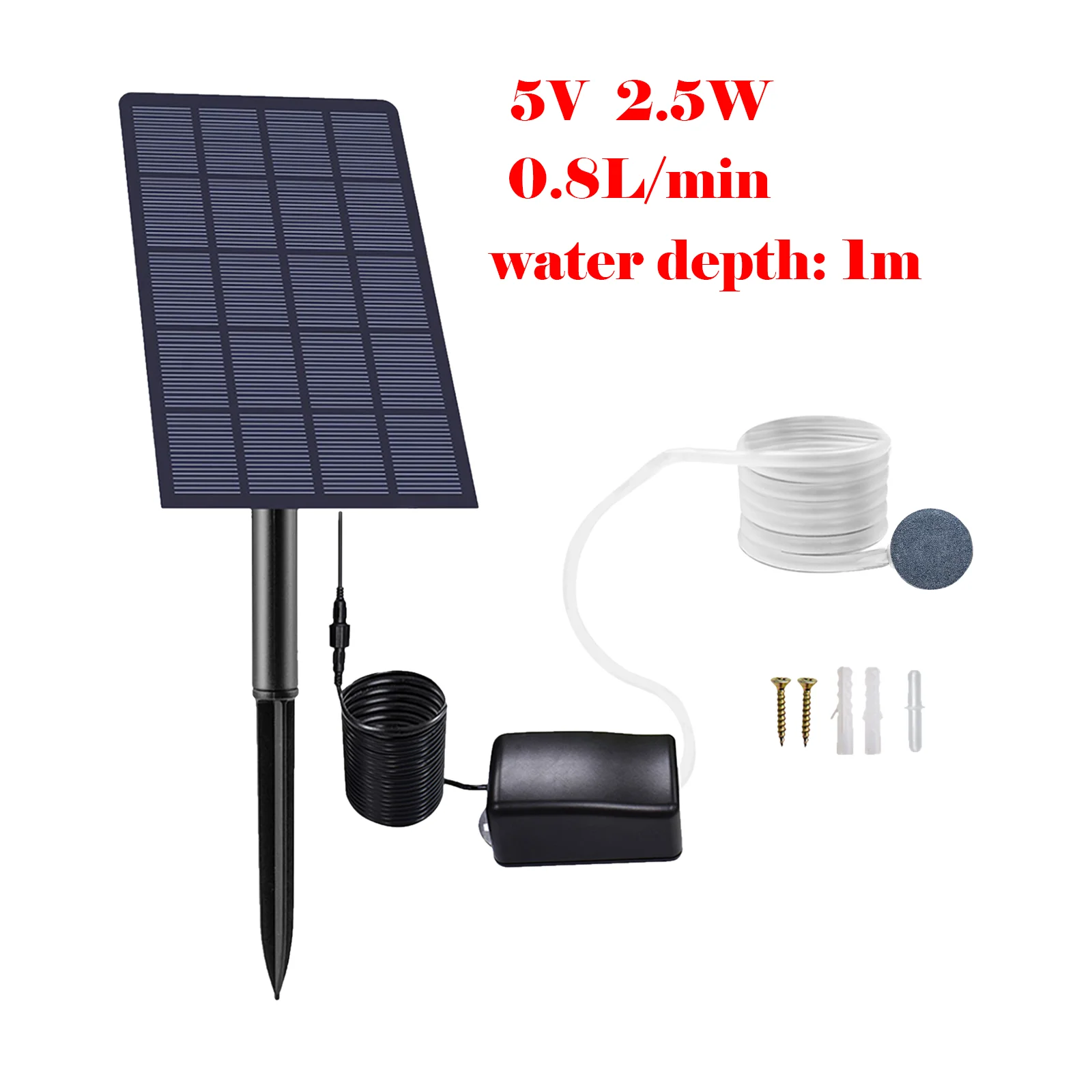 Solar oxygen pump 2.5W Plug-in Solar Oxygen Pump Fish Tank Oxygenator Aquarium Oxygen Aerator Air Pump Fishing Aerator with Pipe Air Bubble Stones
