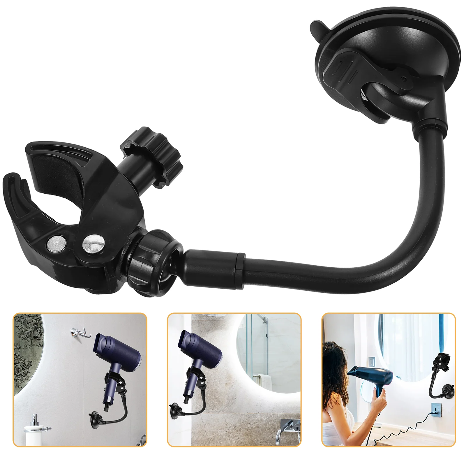

Hair Dryer Hands-free Holder Degrees Rotation Flexible Multi-use Suction Cup Wall Mount Blow Dryer Stand for Bathroom