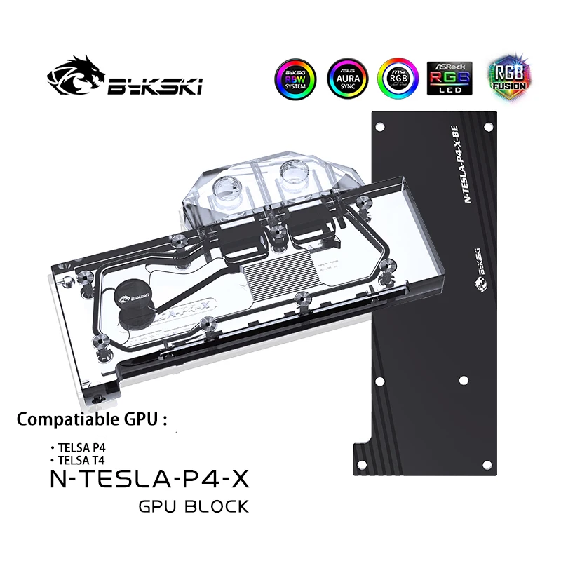 Bykski Vga Water Block Per Leadtek Tesla P4/Tesla T4 8Gb Raffreddamento Della Scheda Grafica, Copper Gpu Cooler Argb Sync N-Tesla-P4-X