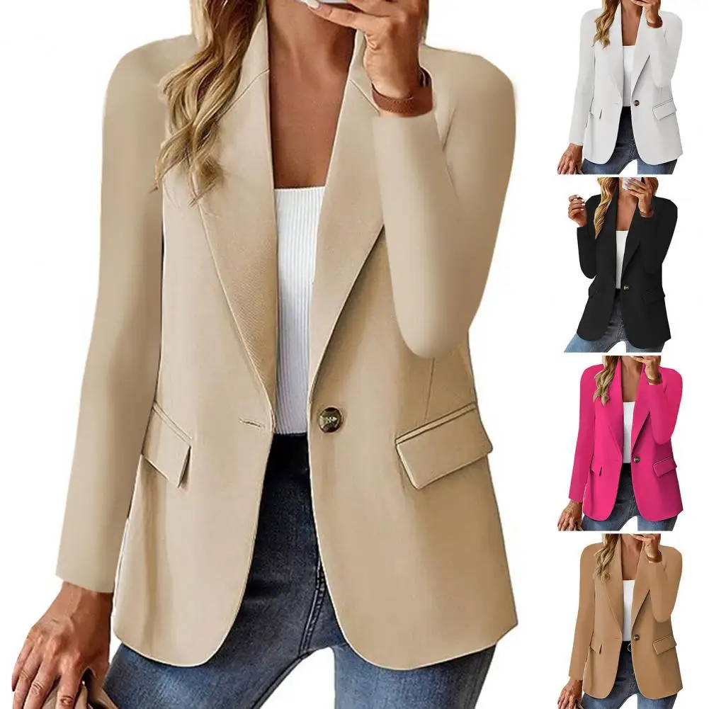 

Women Suit Coat Casual Suit Jacket Stylish Women's Office Coats Single Button Straight Cut Anti-wrinkle for Formal Business