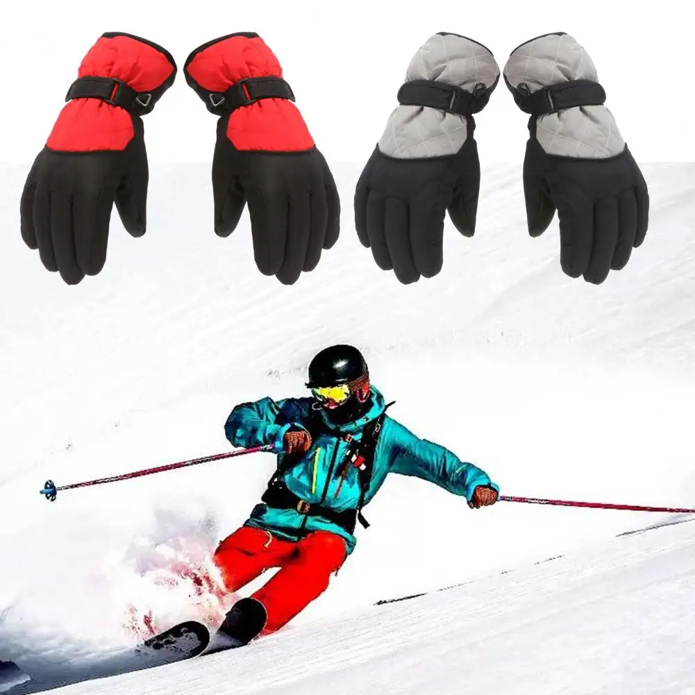 1 Pair Winter Gloves Windproof Wide Applicability Knitted Fabric Waterproof Anti-slip Kids Warm Gloves for Cycling