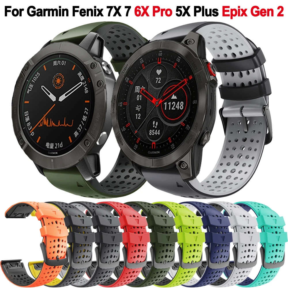 Ремешок силиконовый для смарт-часов Garmin Fenix 7 7X 6 6X Pro 5 5X Plus 3 HR Enduro Epix Gen 2