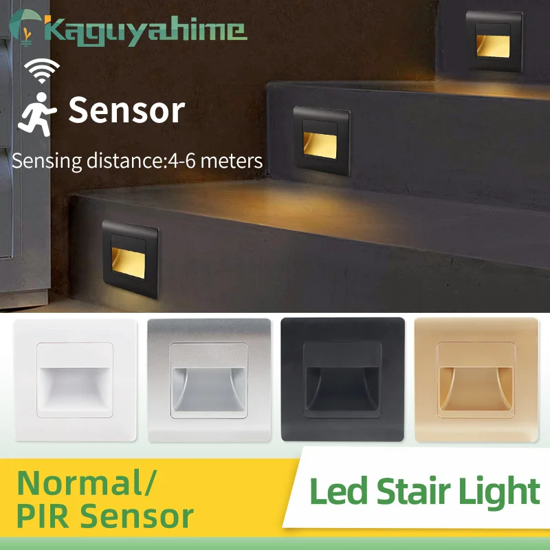 

KPS Led Stair Light 4 Colors PIR Sensor Wall Light AC 85-265V Recessed Footlight Corridor Step Lamp Motion Induction Wall Lamp