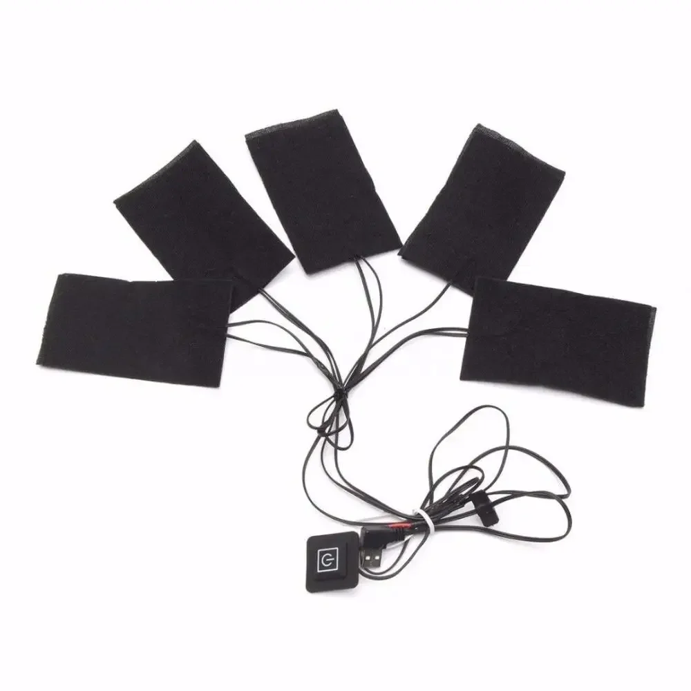 5 In 1 USB Clothes Heating Pad 3 Gear Adjustable Temperature Electric Heating Sheet Winter Warmer Pad For Vest Jacket heated jacket,water backpack