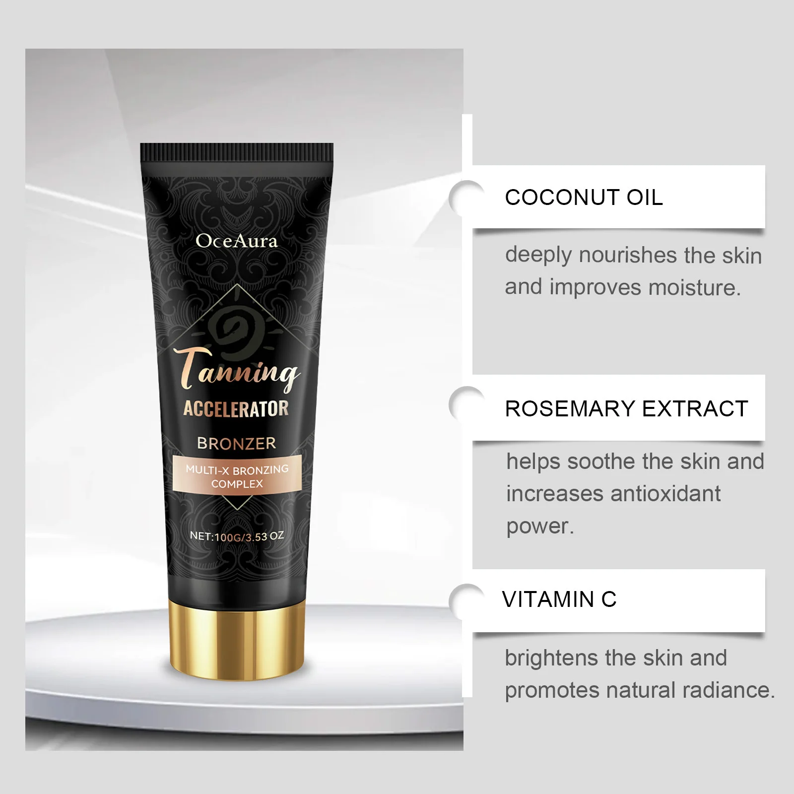Oceaura Tanning Cream Self Tanning Intensifier Skin Coloring Blackening Enhance Melanin Nourishing Body Bronzer Cream Outdoor