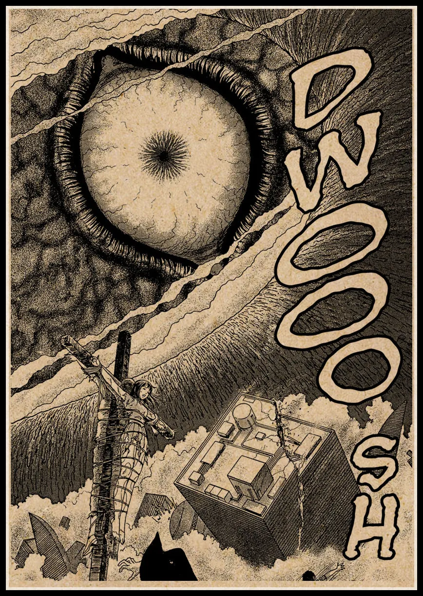 thumbnail image 1 of Póster de Junji Ito de anime japonés, papel Kraft vintage, alta calidad, impresión artística de dibujos animados para el hogar, pegatina de pared, decoración, pintura, 1 of 5