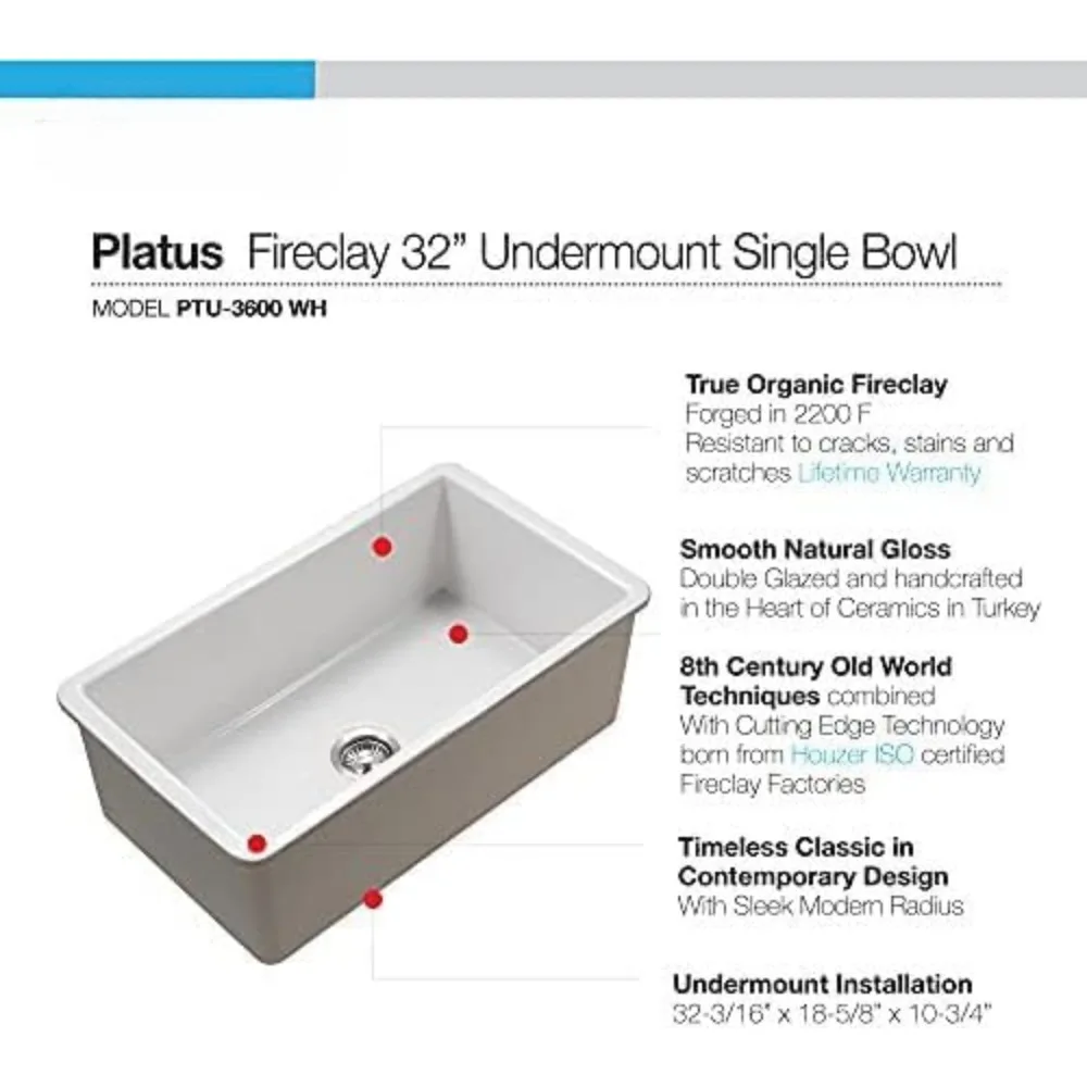 Farmhouse Sink ,PTU-3600 BL Kitchen Sink,Superficie Semi-brillante No Porosa Black,Kitchen Sinks