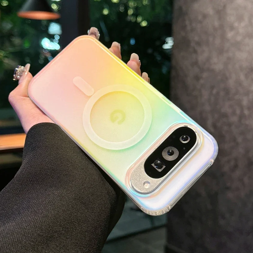 Luxury Laser Gradient Feather Case with Magsafe and Magnetic Charging Capability