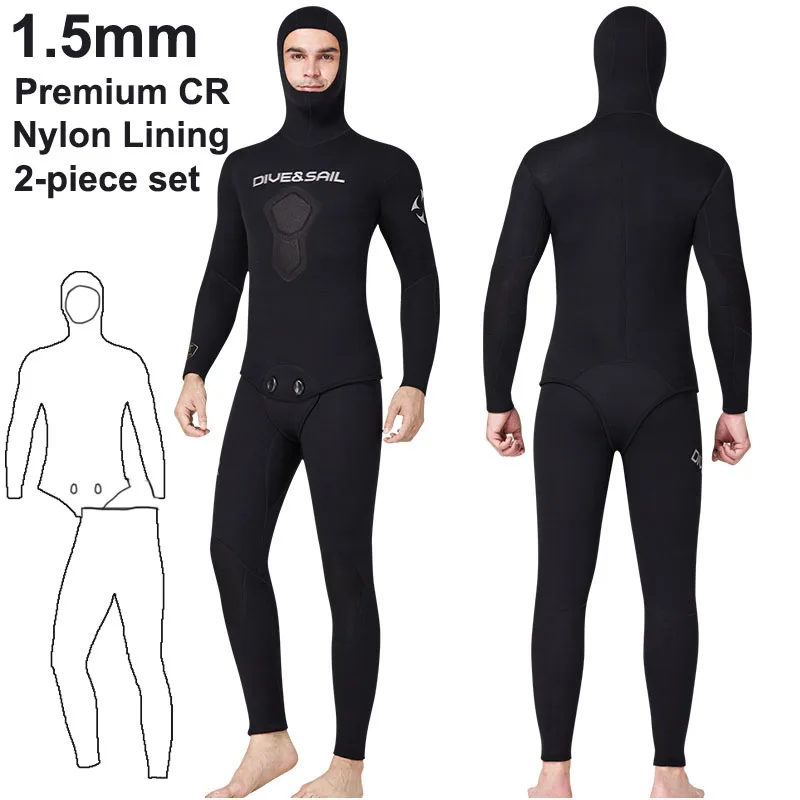 Neoprene 1.5mm or 3mm Super Stretch Solid Black/Camouflage Fullsuit, Mens  Freediving Snorkeling Swimming Spearfishing Wetsuit