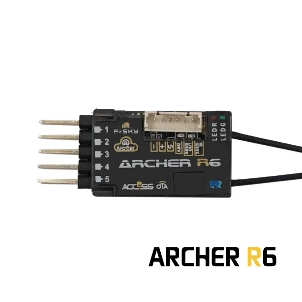 

FrSky 2.4GHz Archer R6 ACCESS OTA Telemetry Redundancy Receiver with 6 PWM Servo Connectors for Fixed Wings