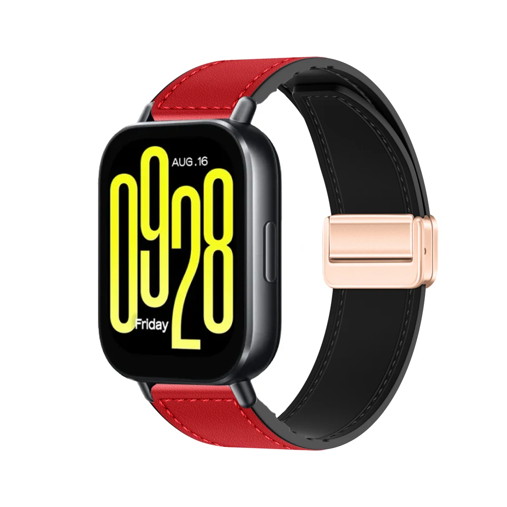 Silicone and Leather Magnetic Buckle Wristband - 22mm/20mm Strap