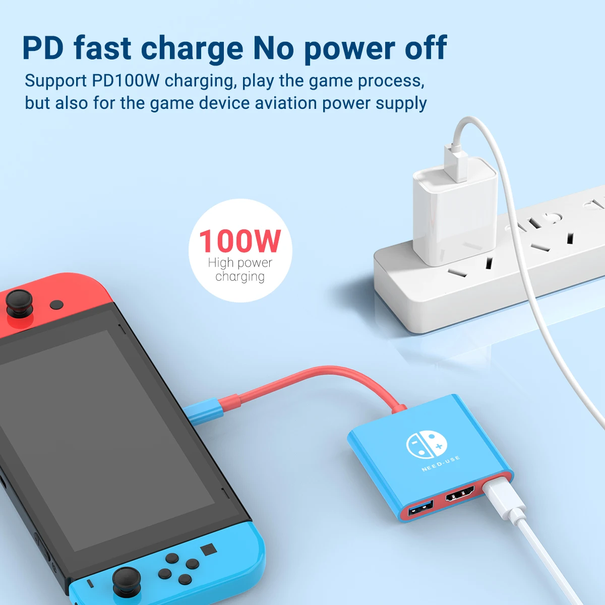 USB C to HDMI Multiport Adapter 3-in-1 Type-C Hub Thunderbolt 3 to HDMI 4K Output 100W PD Port for Nintendo Switch MacBook Pro