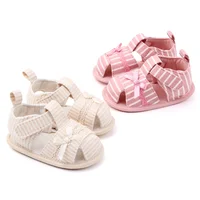 Baby Girl Soft Sandal for Spring and Summer Toe-covered Breathable Soft Light Cotton Anti-slip Toddler Girl Shoes 3