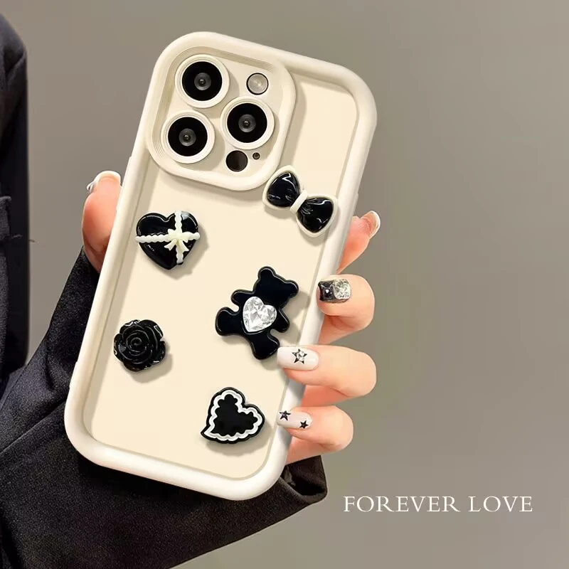 Adorable 3D Bear Honey Donut Coffee Silicone Phone Case - Shockproof Soft Cover