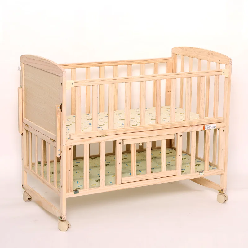 Solid wood crib, multifunctional baby bed, children's bed, cradle mosquito net, support one piece