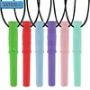1Pcs Newborn Sensory Chew Necklace Chewy Kids Silicone Biting Teethers Toy Silicone Teether for Children With Autism Accessories 1