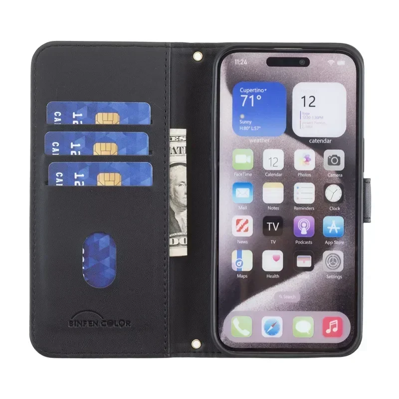 Elegant 3D Checkered Pattern Leather Wallet Case with Magnetic Flip Cover