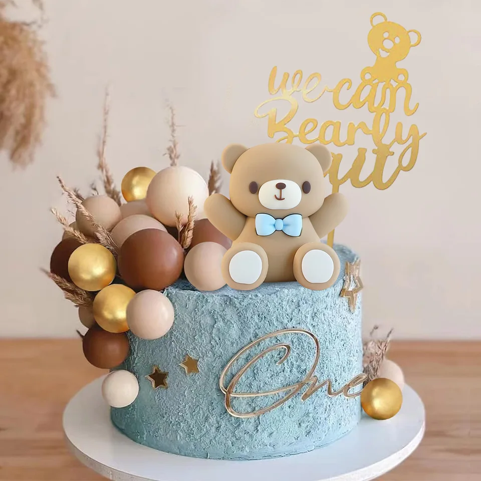 Decorazione Torta Orso Rosa Con Palline - Topper Per Compleanno E Babyshower - Foto 6