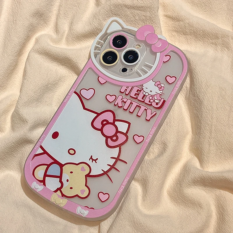 thumbnail image 1 of Sanrio-fundas de Hello Kitty para iPhone, cubierta transparente de dibujos animados de lujo para mujer y niña, 15, 14, 13, 12, 11 Pro Max, XR, XS, 7, 8 Plus, SE, Y2K, 1 of 4
