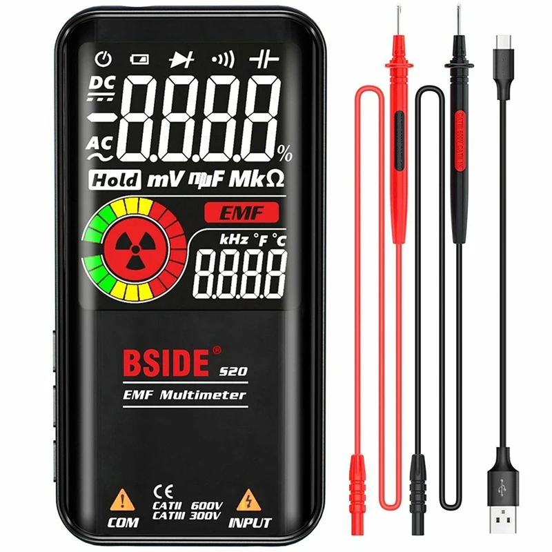 

BSIDE S20 Digital Multimeter LCD 3 Results Display 9999 Counts Auto Range Voltmeter Rechargeable New ABS