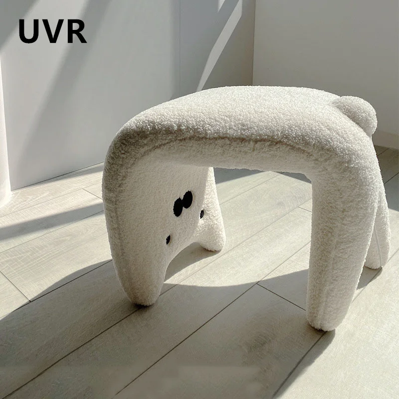 

UVR New Restaurant Chair Cute Cat Stool Entry Room Shoe Changing Chair Ladies Home Dressing Stool Lamb Wool Dining Chair