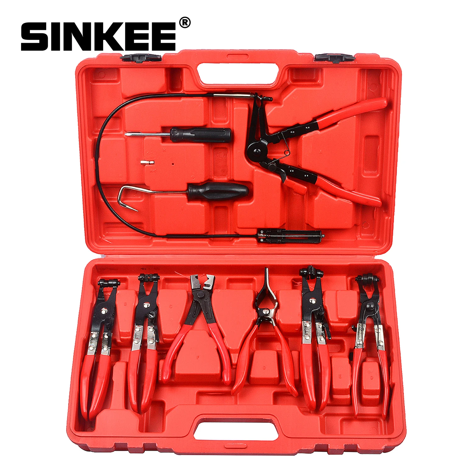 9Pcs Hose Clamp Ring Plier Clip Set Flexible Cable Plier Swivel Jaw