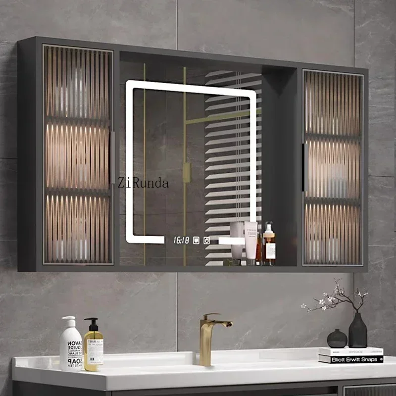 Nordic Luxury Smart Bathroom Mirror Cabinet Wall-mounted Multi-functional Anti-fog Mirror Cabinet Simple Home Furniture FYBC
