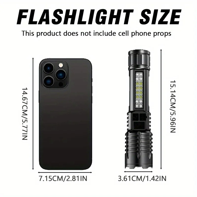 Description Picture 2 of itemPortable Rechargeable LED Flashlights High Power Military Tactical Flashlight Telescopic Zoom Torch Lamp Outdoor Camping Fishing